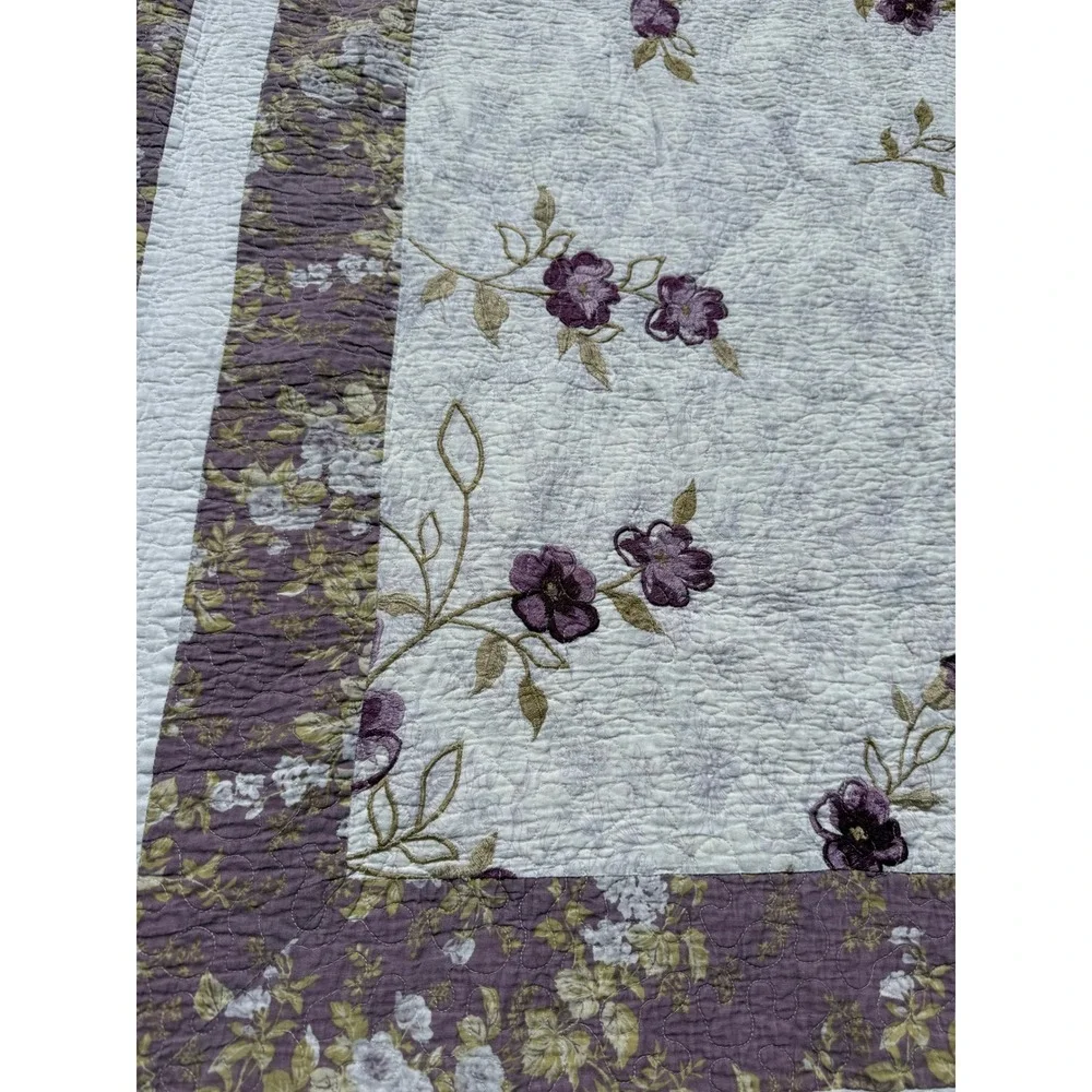 Better Homes & Gardens Purple Blossom Quilt & Sham Set Floral Rose Full/Queen